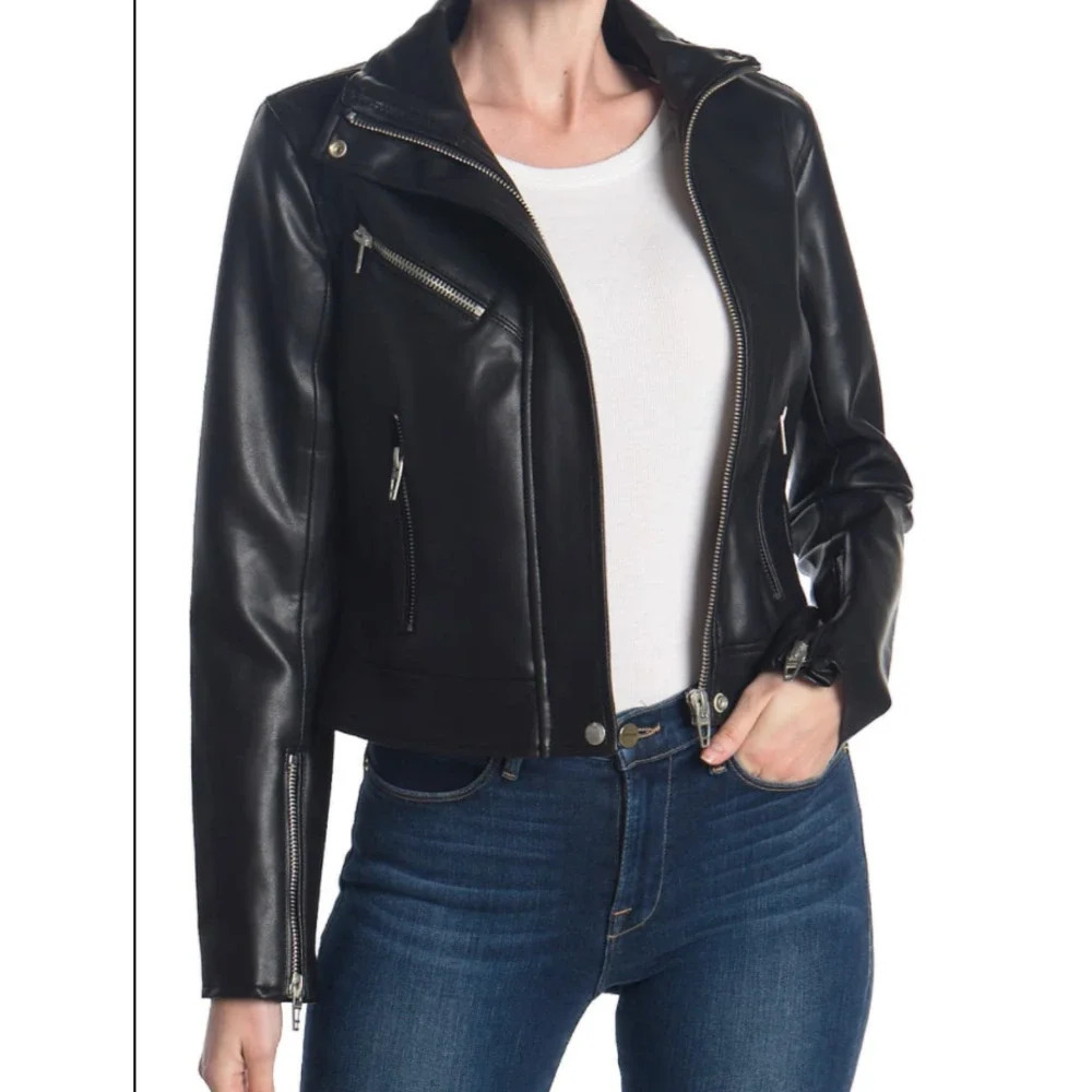 BLANKNYC Faux Leather Full Zip‎ Moto Jacket Black